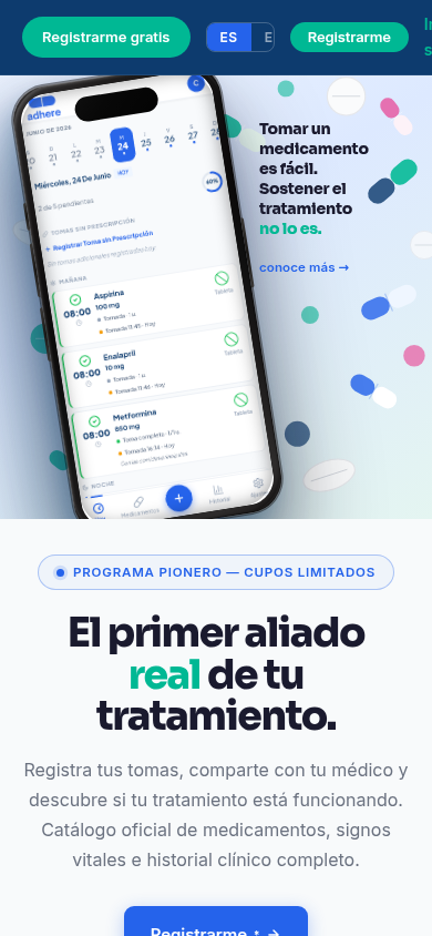 adherenciaonline.com — página de inicio real
